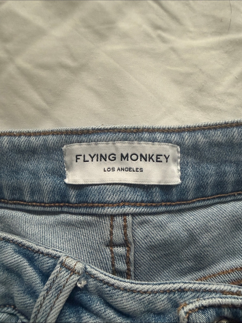 Flying Monkey Wide Leg Distressed Jeans - Light Blue - Picture 3 of 4